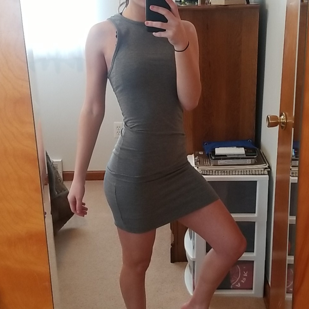 Forever 21 grey high neck tank bodycon mini dress
